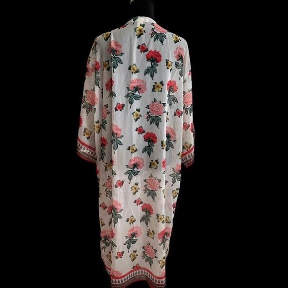 H&M X Coachella Size Large Sheer Floral Kimono Duster Top Festival Boho Beachy L - Picture 4 of 5
